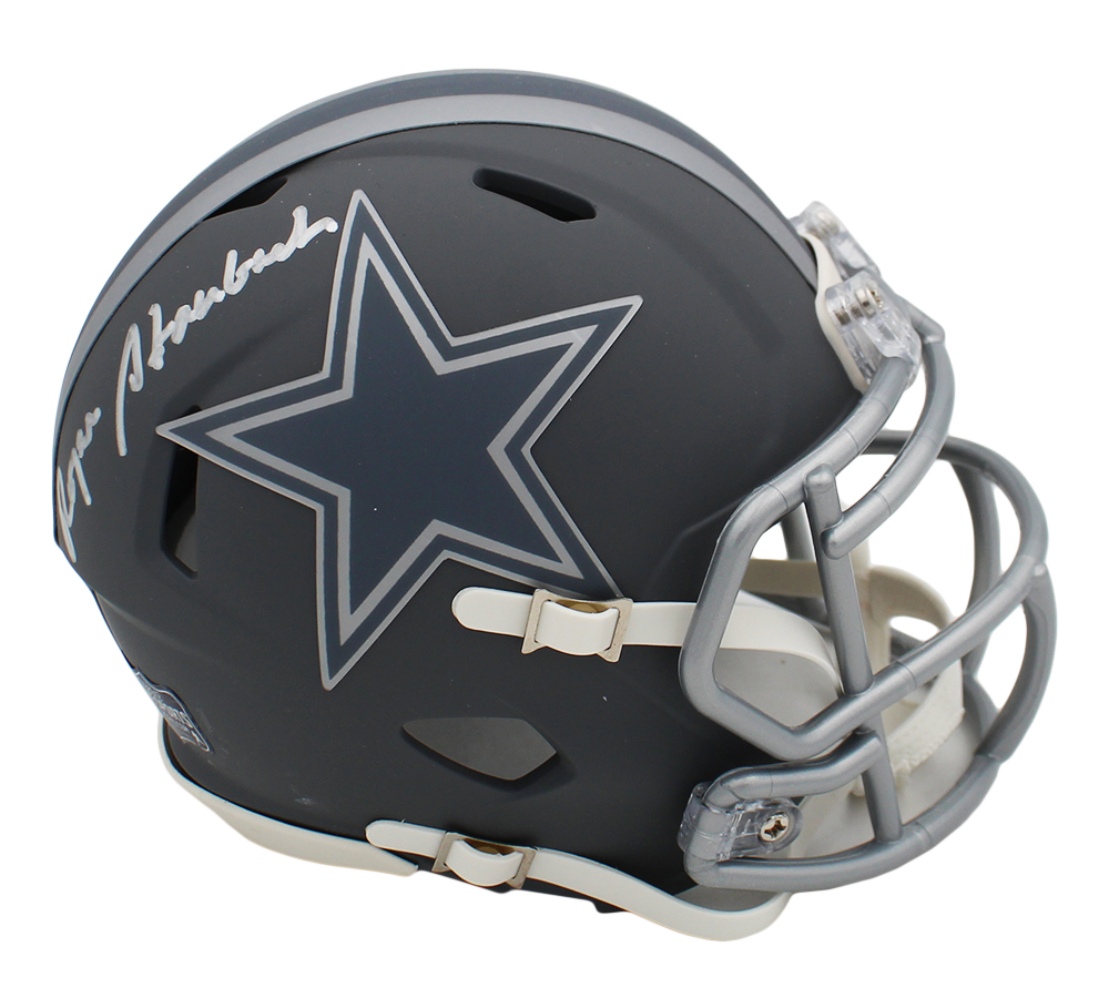Roger Staubach Signed Dallas Cowboys Speed Slate NFL Mini Helmet - Image 2