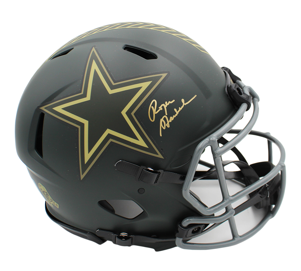 Roger Staubach Signed Dallas Cowboys Speed Authentic Salute to Service 4 NFL Helmet