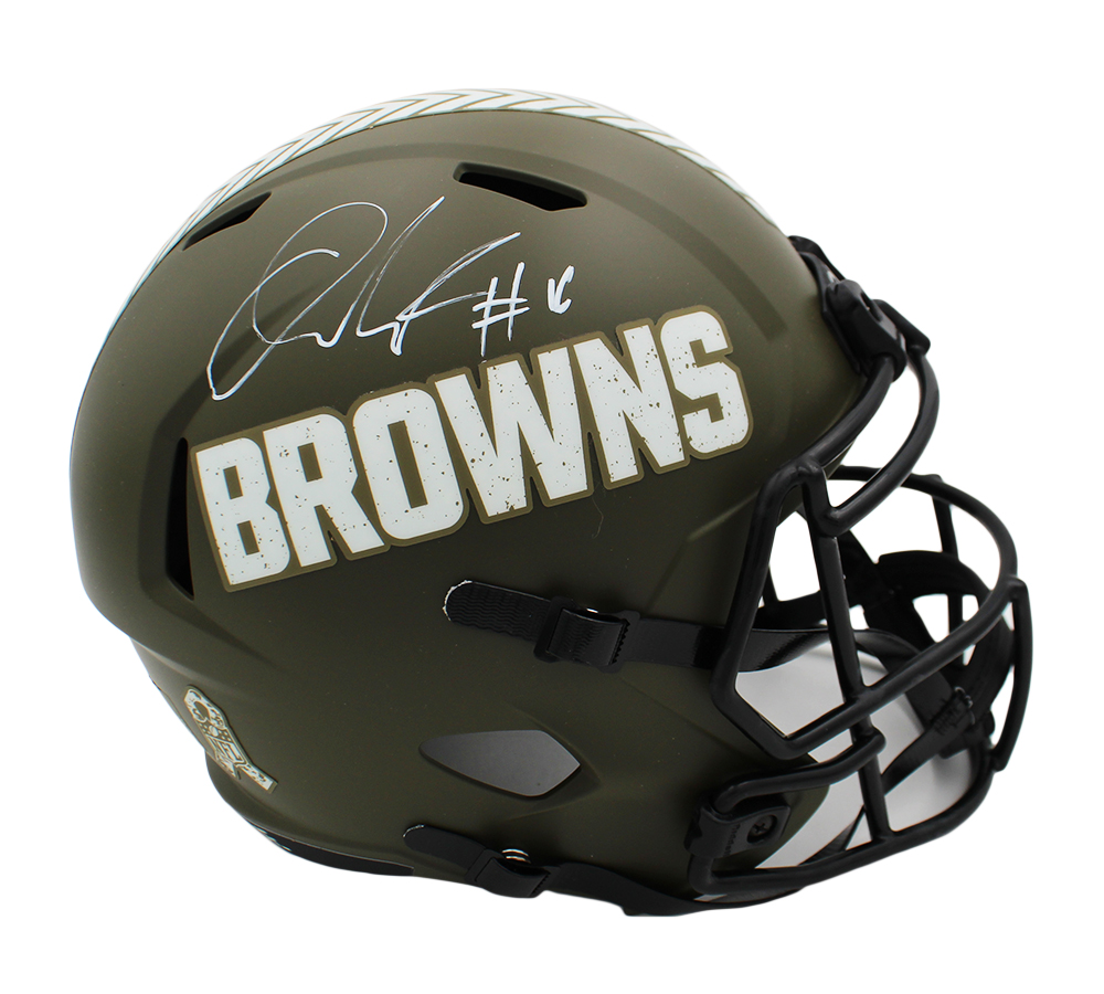 Quinshon Judkins Signed Cleveland Browns Speed Full Size Salute to Service NFL Helmet