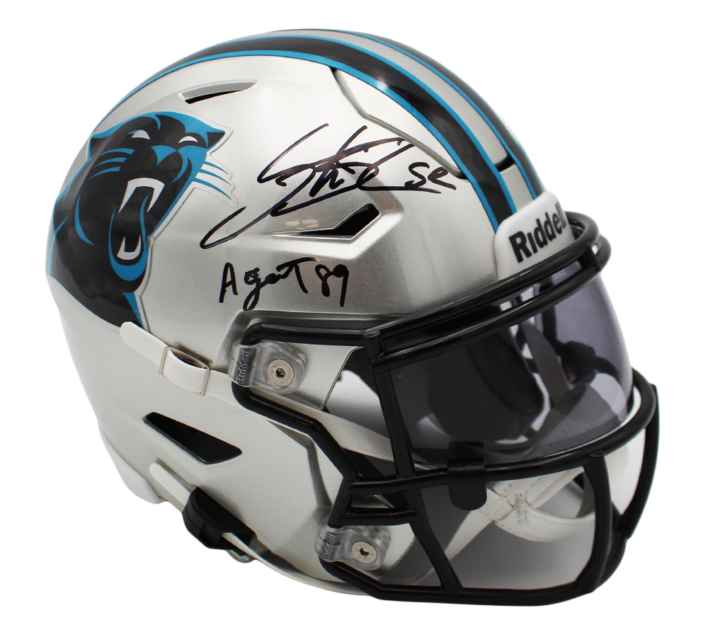 Steve Smith Sr. Signed Carolina Panthers Speed Flex Mid-Size NFL Midi Helmet With "Agent 89" Inscription