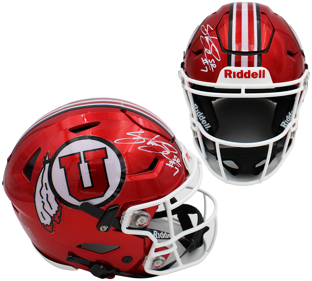 Steve Smith Sr. Signed Utah Utes Speed Flex Authentic Red NCAA Helmet "Agent 89" Inscription