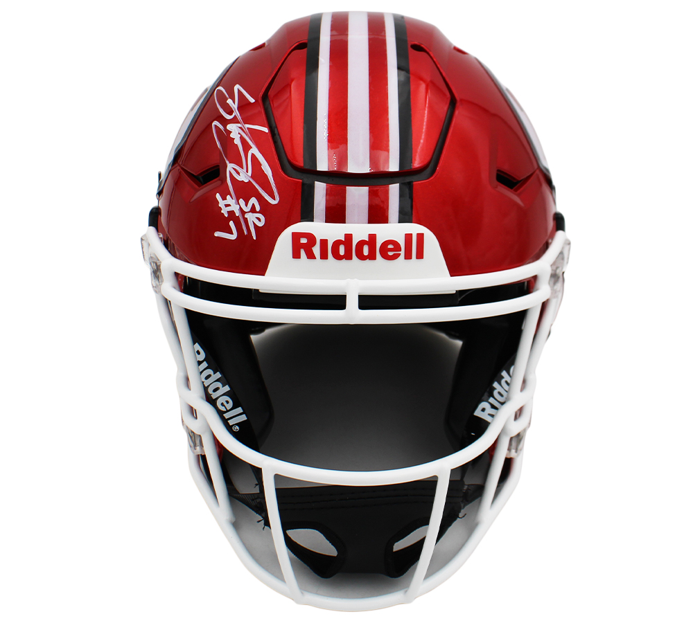 Steve Smith Sr. Signed Utah Utes Speed Flex Authentic Red NCAA Helmet "Agent 89" Inscription - Image 4