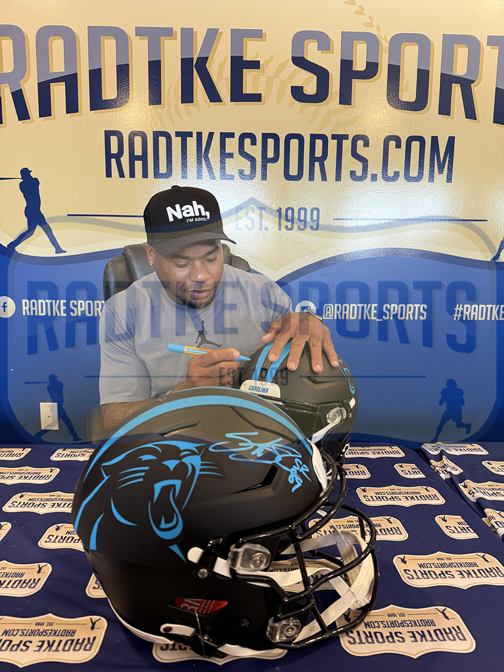 Steve Smith Sr. Signed Carolina Panthers Speed Flex Authentic Alternate NFL Helmet With "Agent 89" Inscription - Image 6