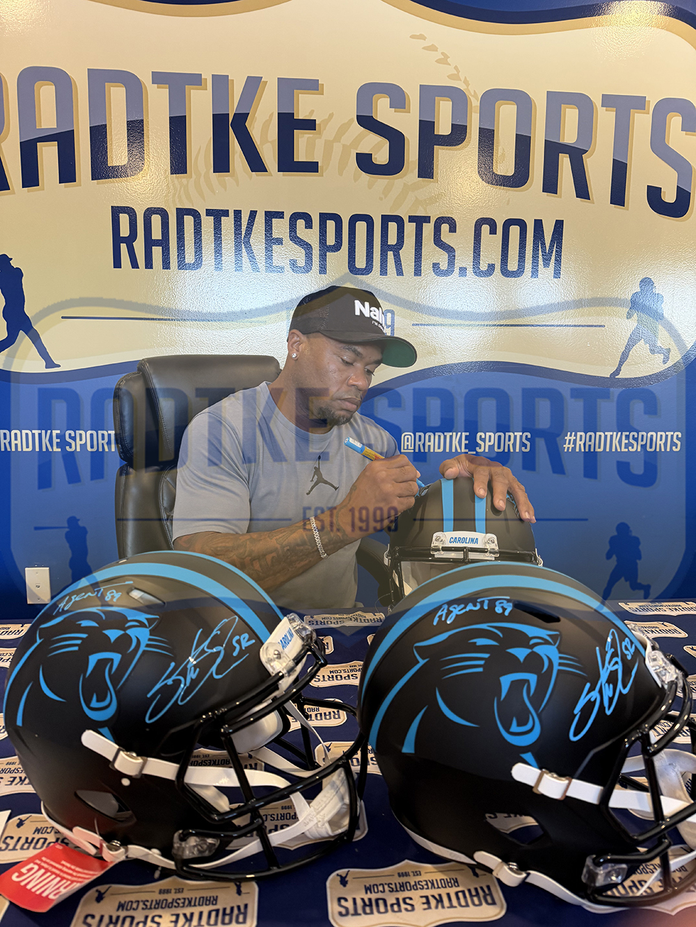 Steve Smith Sr. Signed Carolina Panthers Speed Authentic Alternate Black NFL Helmet With "Agent 89" Inscription - Image 3