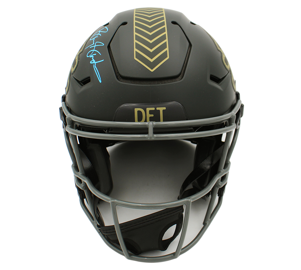 Barry Sanders Signed Detroit Lions Speed Flex Authentic Salute to Service 4 NFL Helmet - Image 3