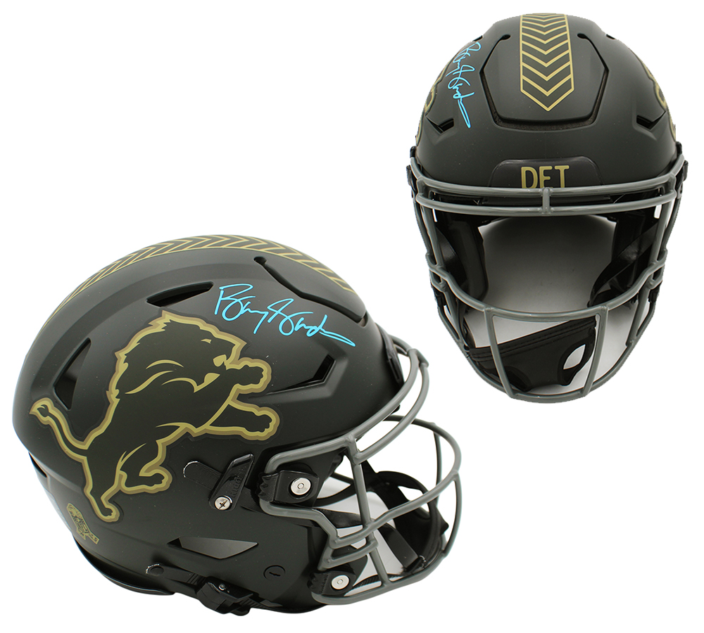 Barry Sanders Signed Detroit Lions Speed Flex Authentic Salute to Service 4 NFL Helmet