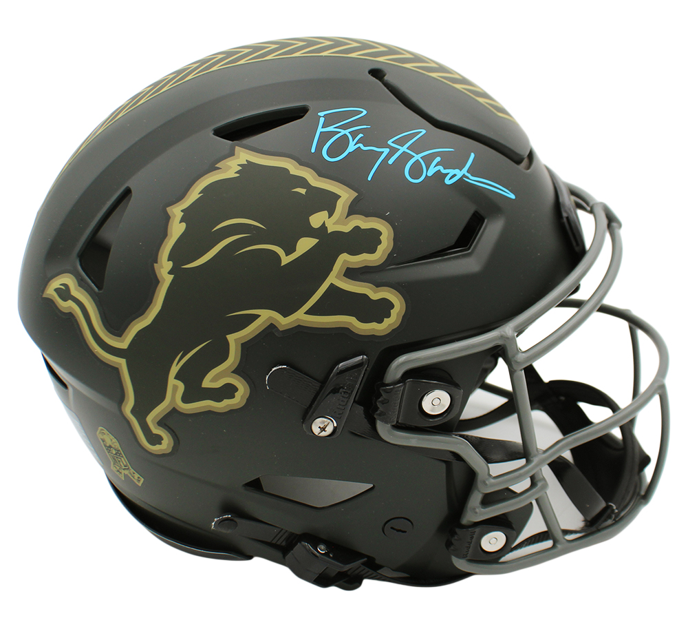Barry Sanders Signed Detroit Lions Speed Flex Authentic Salute to Service 4 NFL Helmet - Image 2