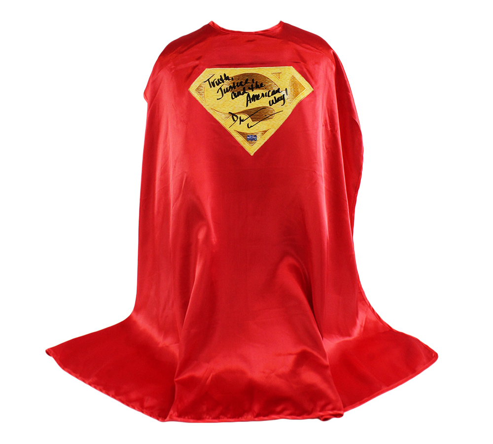Dean Cain Signed Superman Gold Logo Red Cape With "Truth, Justice, and The American Way!" Inscription