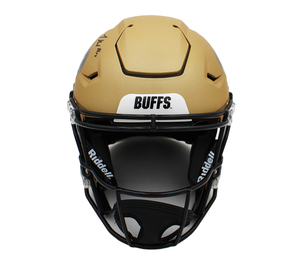 Travis Hunter Signed Colorado Buffaloes Speed Flex Authentic Gold NCAA Helmet - Image 3