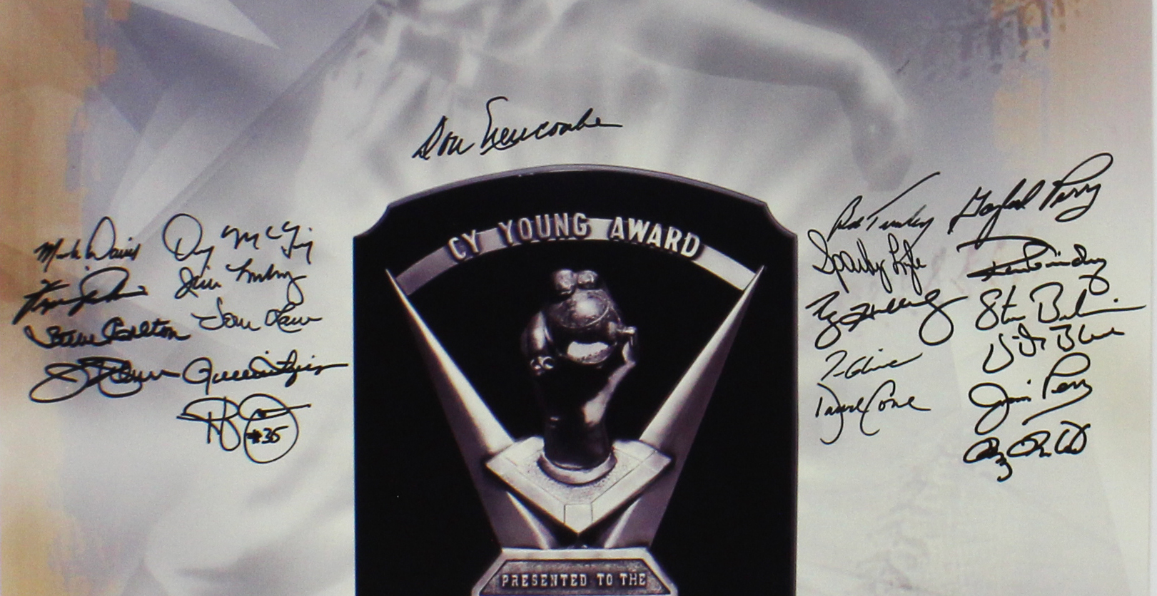 Multi Signed Unframed 20x24 CY Young Award MLB Photo with 21 signatures including Roy Halladay & Tom Glavine - Image 3