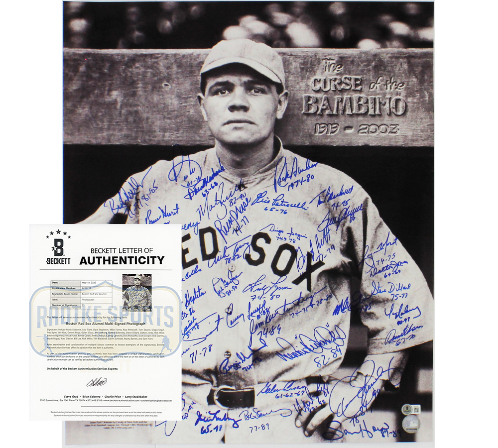 Multi-Signed Boston Red Sox Unframed 20x24 Curse of the Bambino MLB Photo with 39 Signatures including Tom Seaver and Wadd Boggs