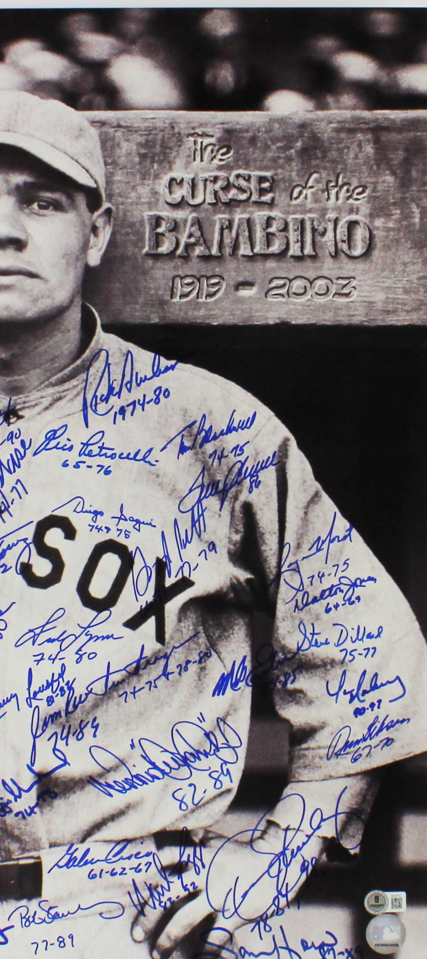 Multi-Signed Boston Red Sox Unframed 20x24 Curse of the Bambino MLB Photo with 39 Signatures including Tom Seaver and Wadd Boggs - Image 4