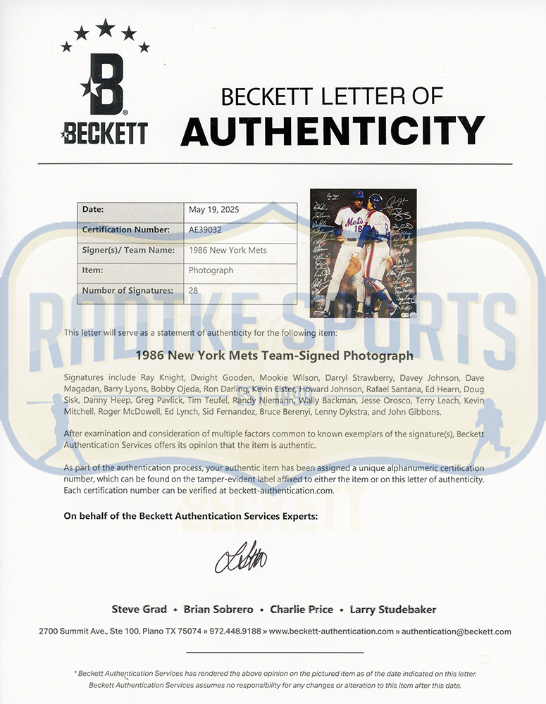 Dwight Gooden, Darryl Stawberry Multi-Signed New York Mets Unframed 16x20 MLB Photo with 28 Signatures - Image 5