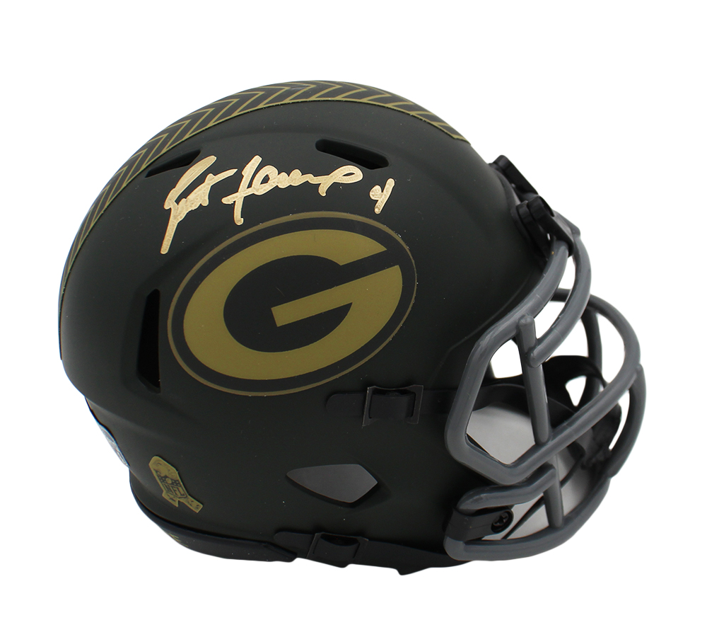 Brett Favre Signed Green Bay Packers Speed Salute to Service 4 NFL Mini Helmet