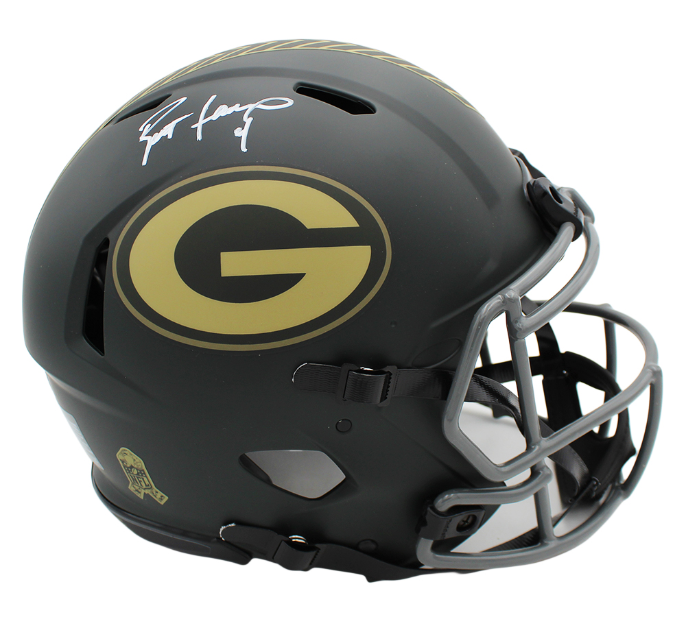 Brett Favre Signed Green Bay Packers Speed Authentic Salute to Service 4 NFL Helmet - Image 2