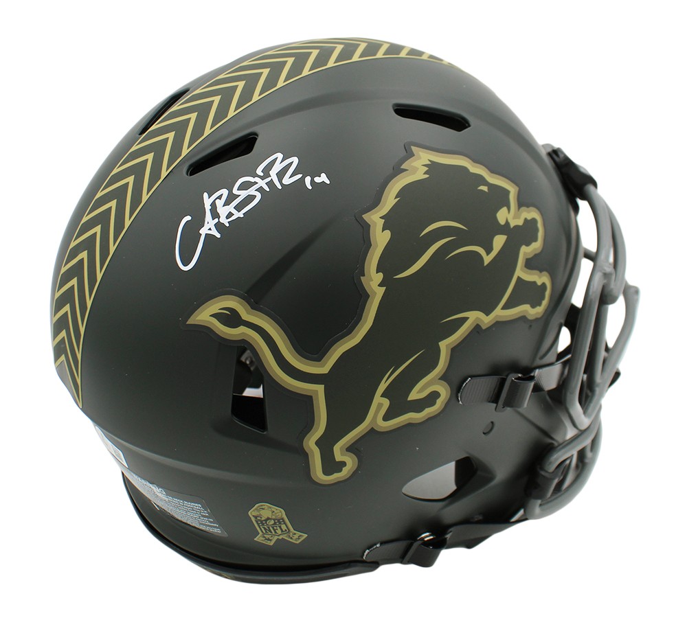 Amon-Ra St. Brown Signed Detroit Lions Speed Authentic Salute to Service 4 NFL Helmet