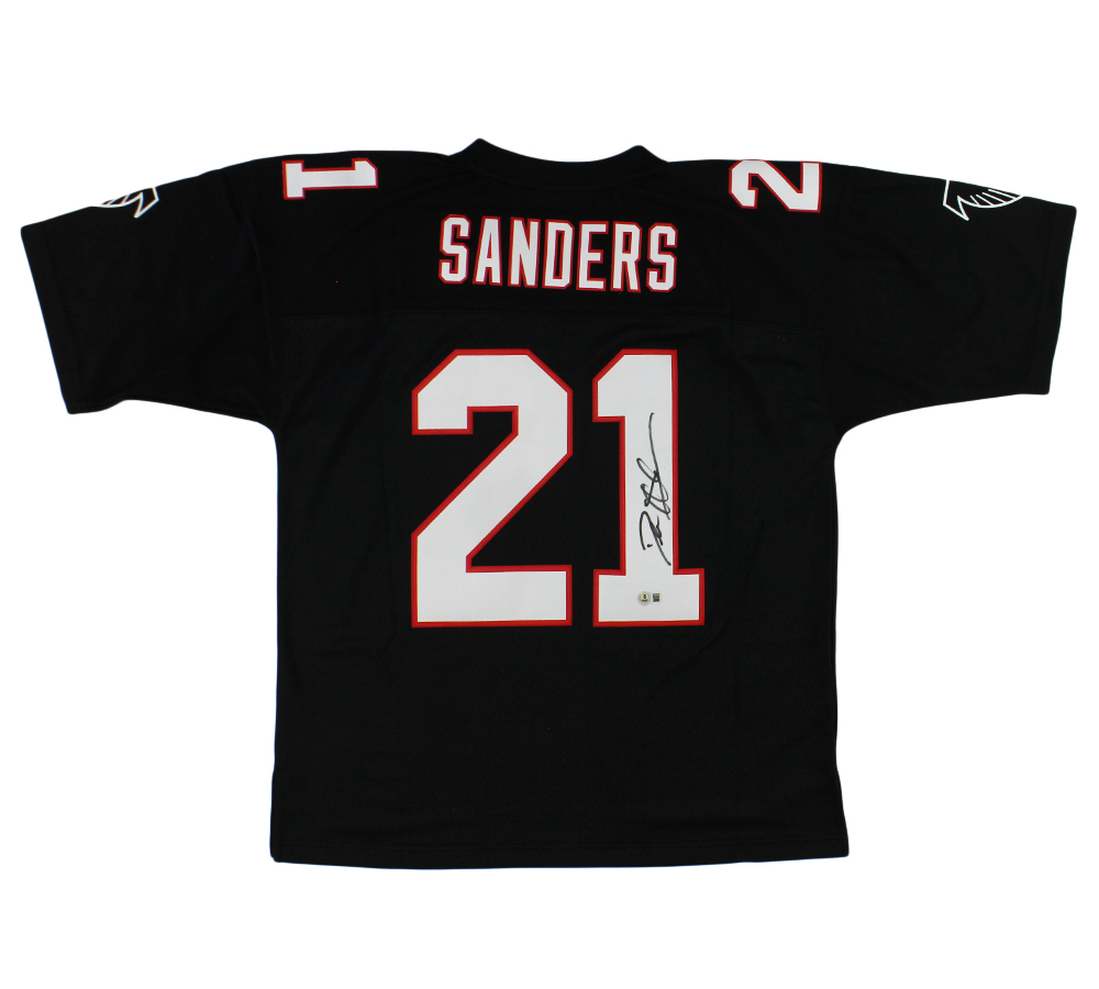 Deion Sanders Signed Atlanta Falcons Mitchell & Ness 1992 Black NFL Jersey