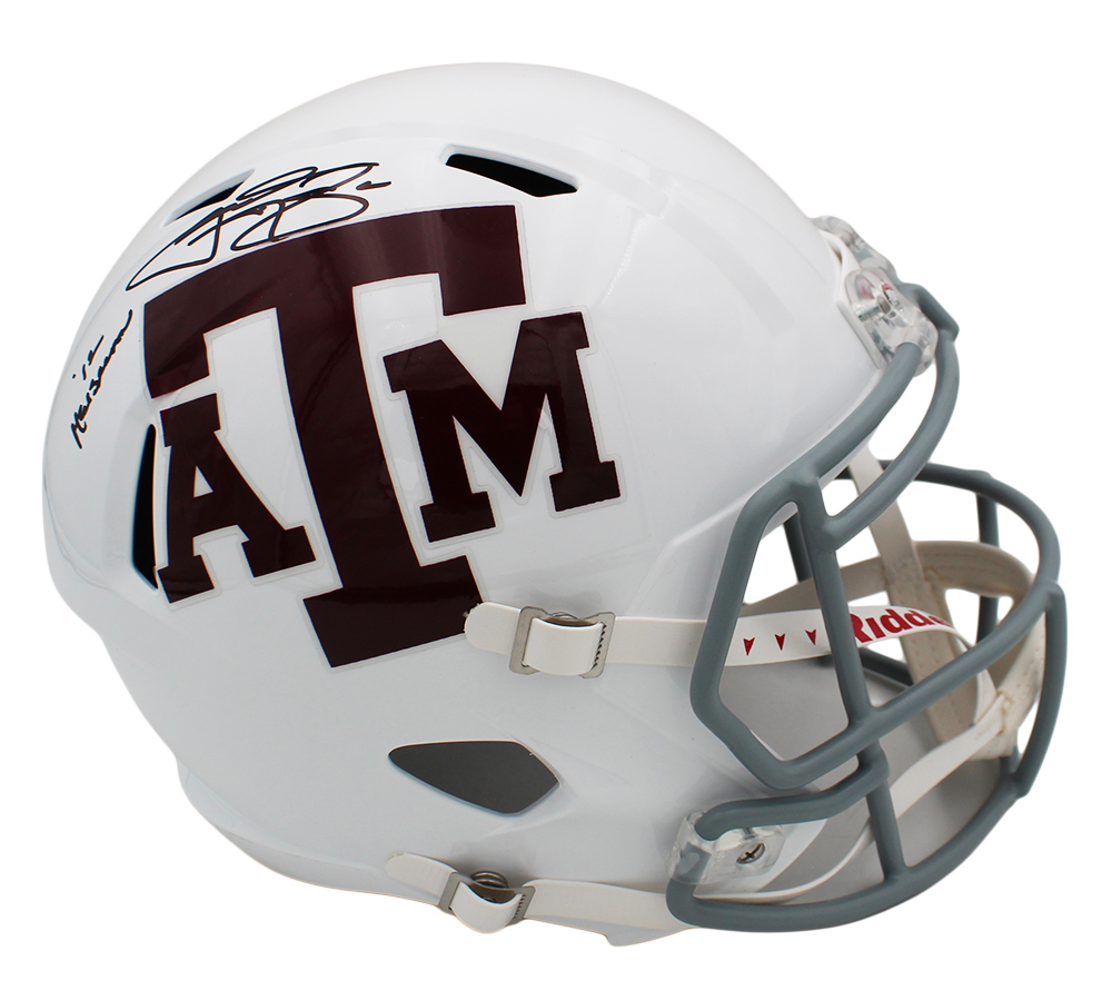 Johnny Manziel Signed Texas A&M Aggies Speed Full Size White NCAA Helmet - Image 2