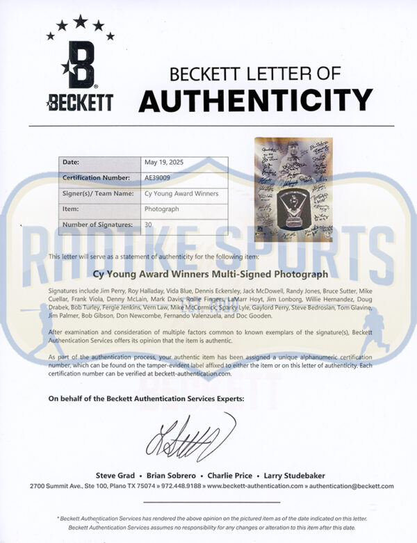 Multi-Signed Unframed 16×20 CY Young Award MLB Photo with 30 signatures ...