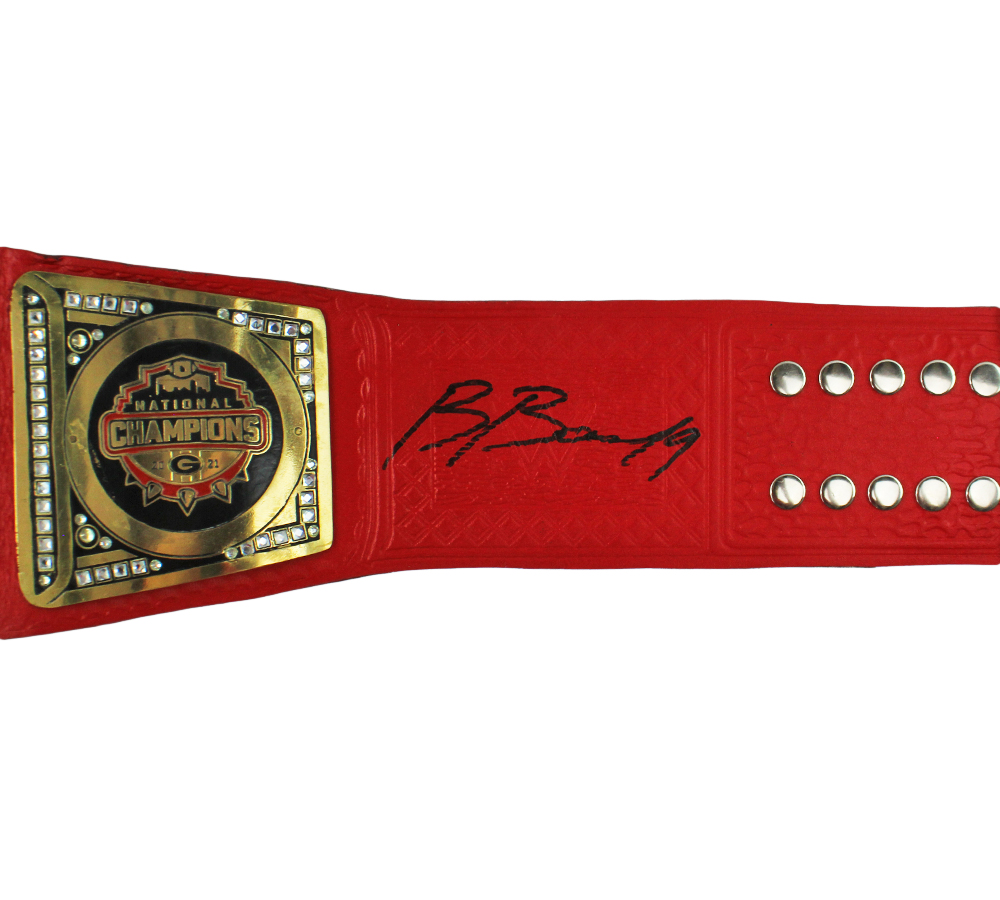 Brock Bowers Signed Georgia Bulldogs 2021 National Champion Red Wrestling Belt - Image 3