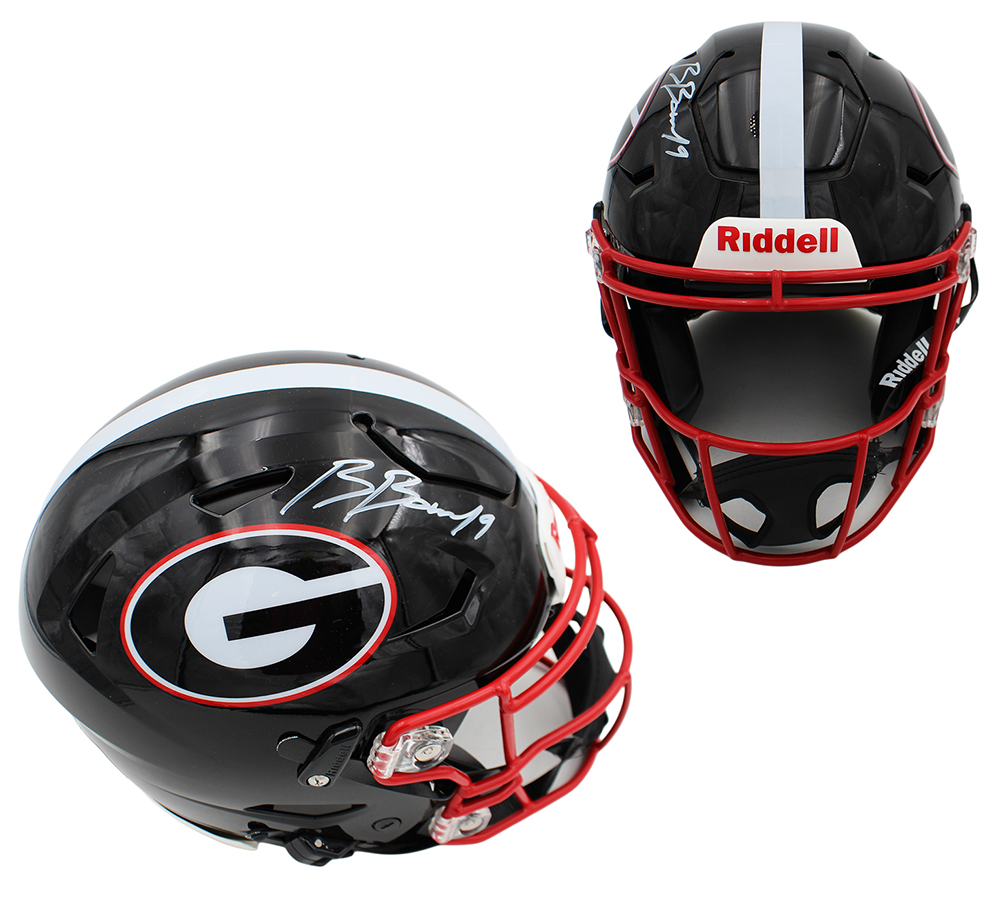 Brock Bowers Signed Georgia Bulldogs Speed Flex Authentic Black NFL Helmet