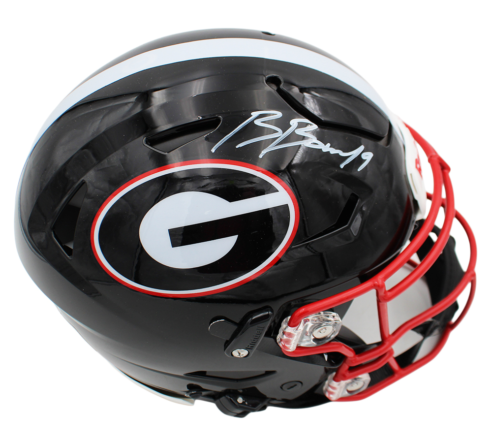 Brock Bowers Signed Georgia Bulldogs Speed Flex Authentic Black NFL Helmet - Image 2