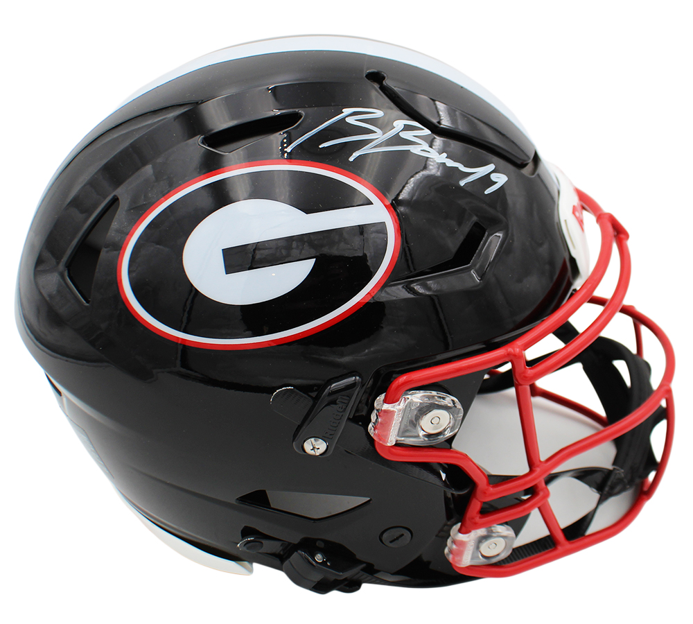Brock Bowers Signed Georgia Bulldogs Speed Flex Authentic Black NFL Helmet - Image 4