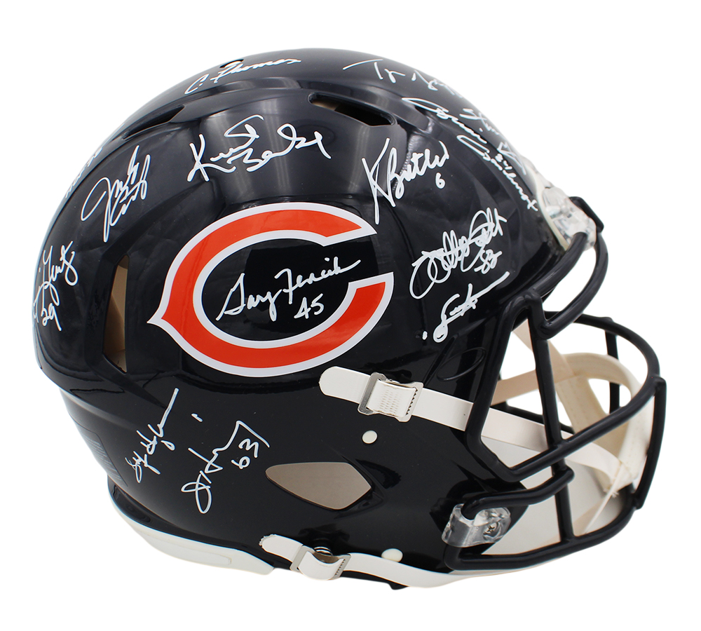 1985 Team Signed Chicago Bears Speed Authentic NFL Helmet with 15  Signatures including Mike Singletary