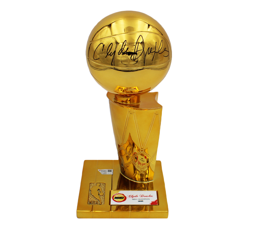 Clyde Drexler Signed Houston Rockets 12 inch Trophy with Plate