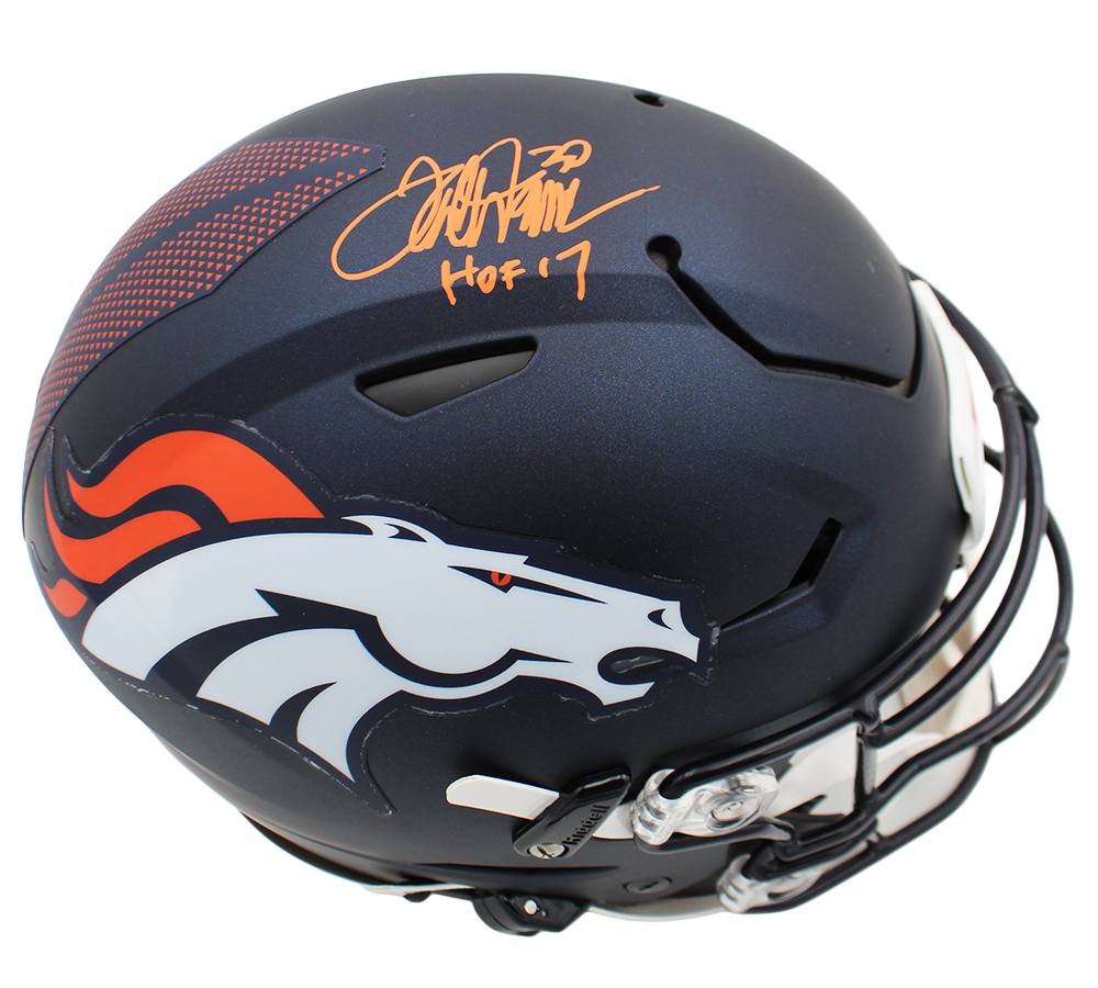 Terrell Davis Signed Denver Broncos Speed Flex Authentic NFL Helmet with "HOF 17" Inscription - Image 2