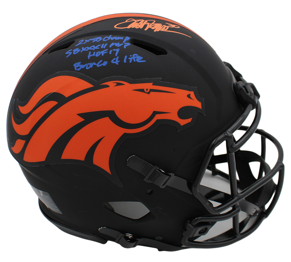 Terrell Davis Signed Denver Broncos Speed Authentic Eclipse NFL Helmet LE of 6 with 4 Inscriptions - Image 2