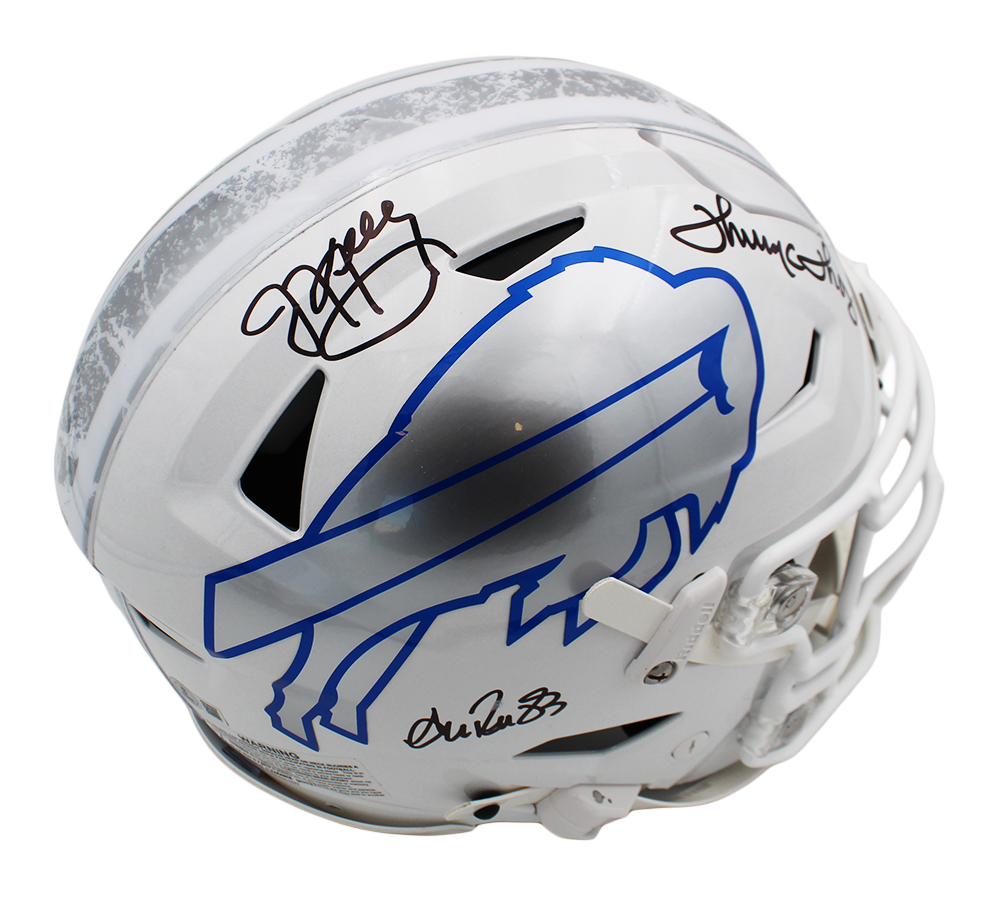 Jim Kelly, Andre Reed, Thurman Thomas Signed Buffalo Bills Speed Flex ...