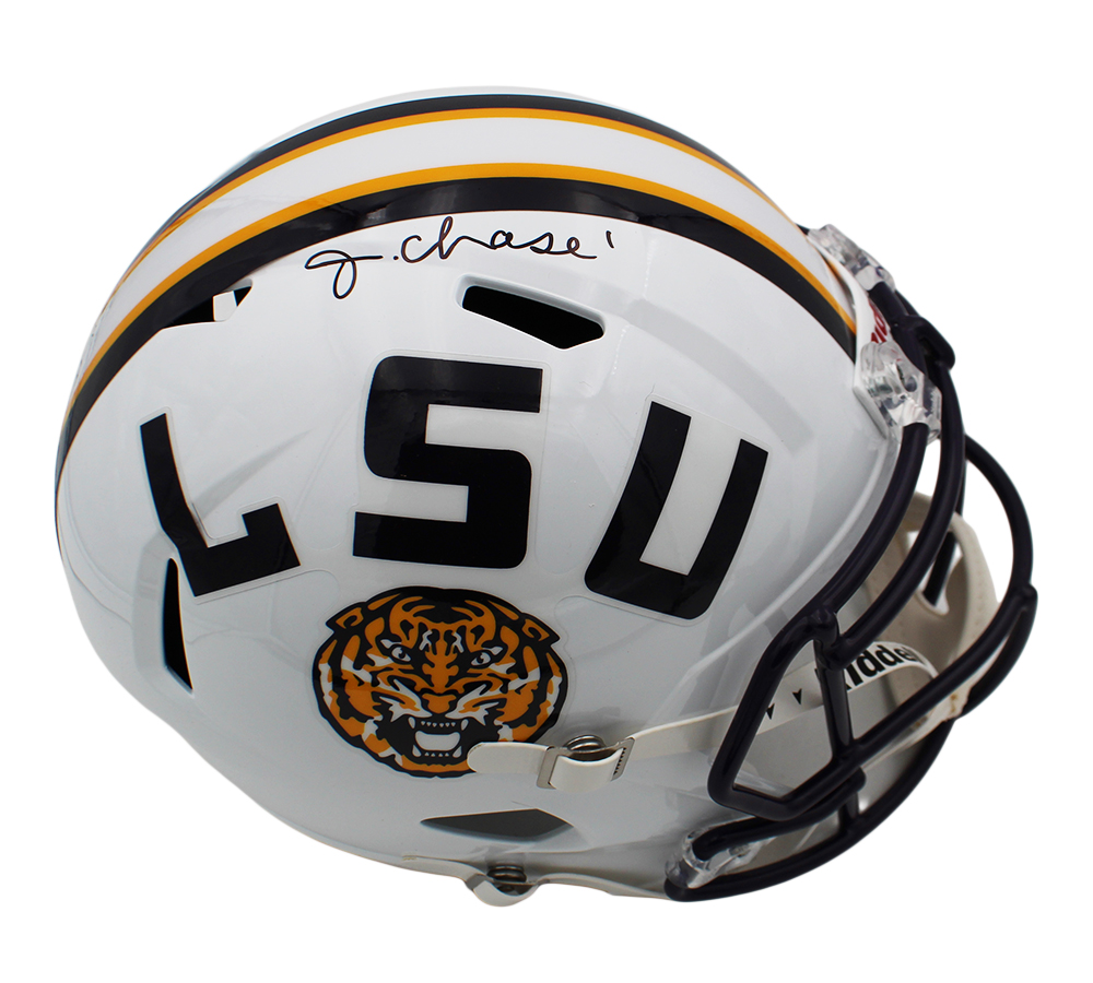 Ja'Marr Chase Signed LSU Tigers Speed Full Size Alternate White NCAA Helmet