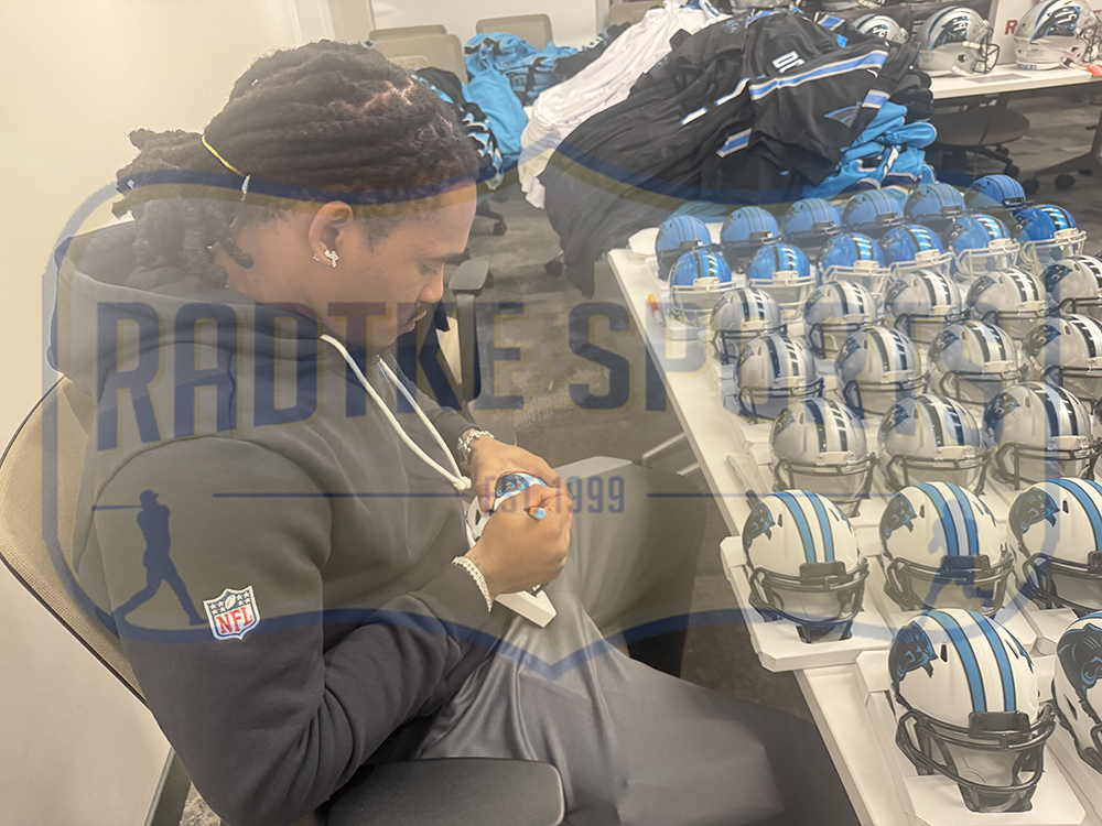 Rico Dowdle Signed Carolina Panthers Speed Lunar NFL Mini Helmet - Image 2