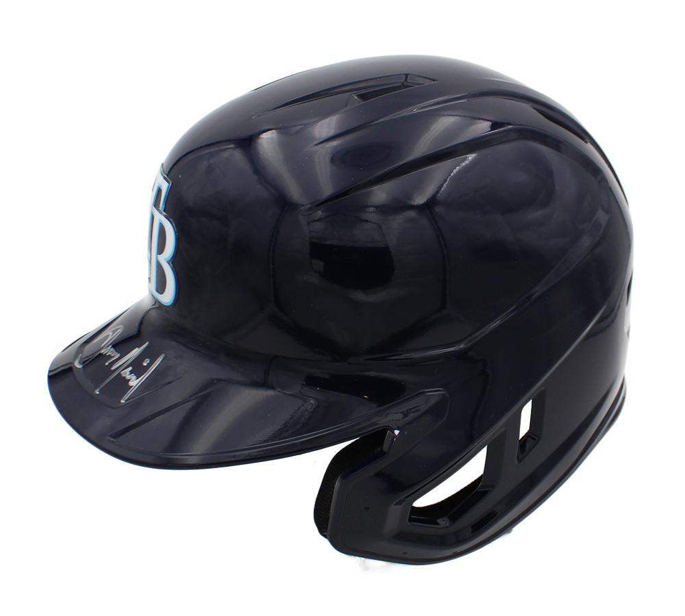 Dennis Quaid Signed Tampa Bay Rays Rawlings Blue MLB Helmet - Image 2