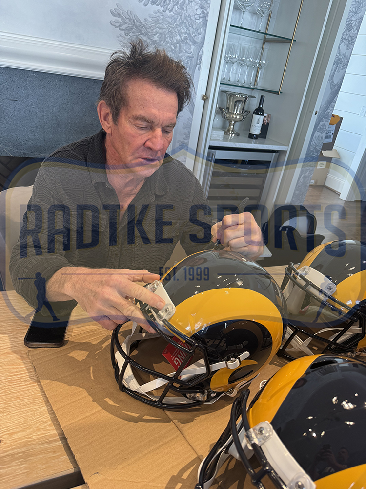 Dennis Quaid Signed St. Louis Rams Speed Authentic Throwback 1981-99 NFL Helmet - Image 2