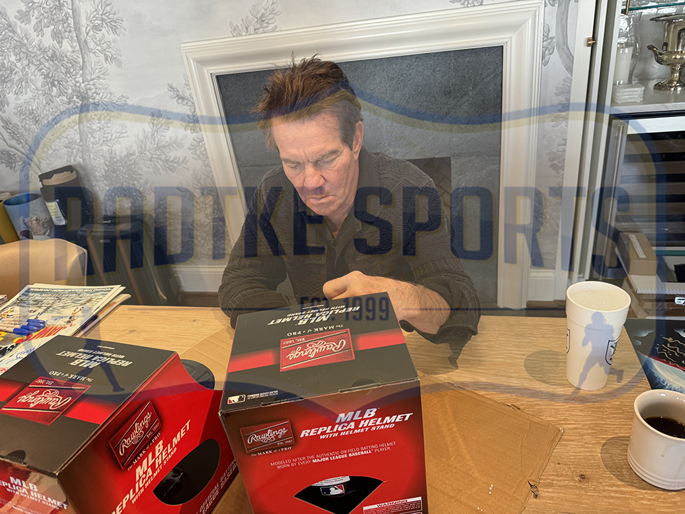 Dennis Quaid Signed Tampa Bay Rays Rawlings Blue MLB Helmet - Image 3