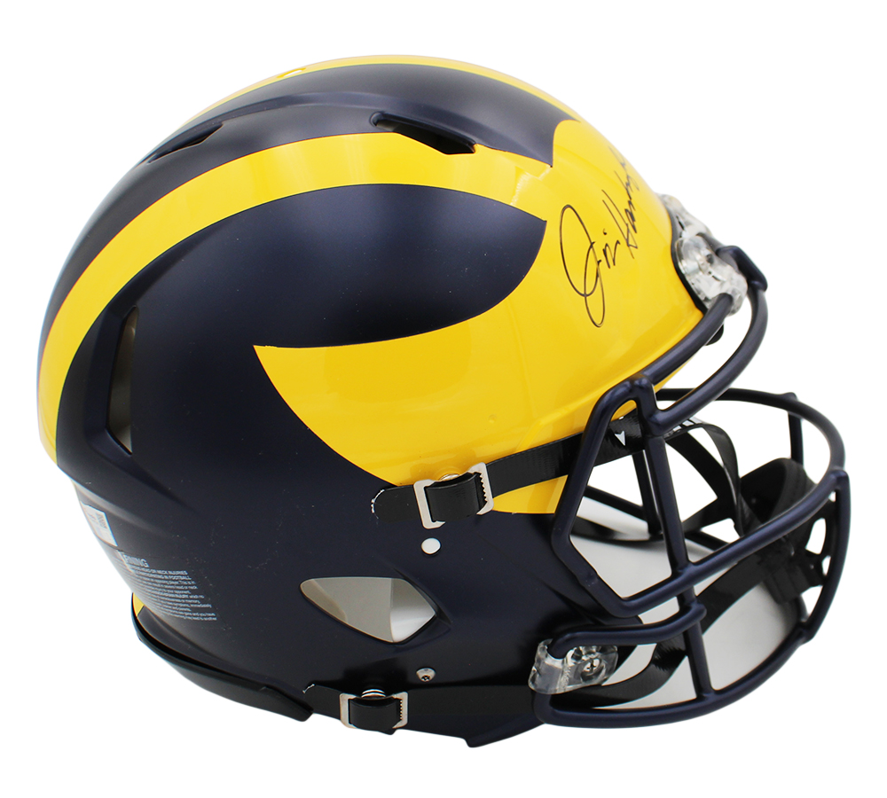 Jim Harbaugh Signed Michigan Wolverines Speed Authentic NCAA Helmet - Image 2