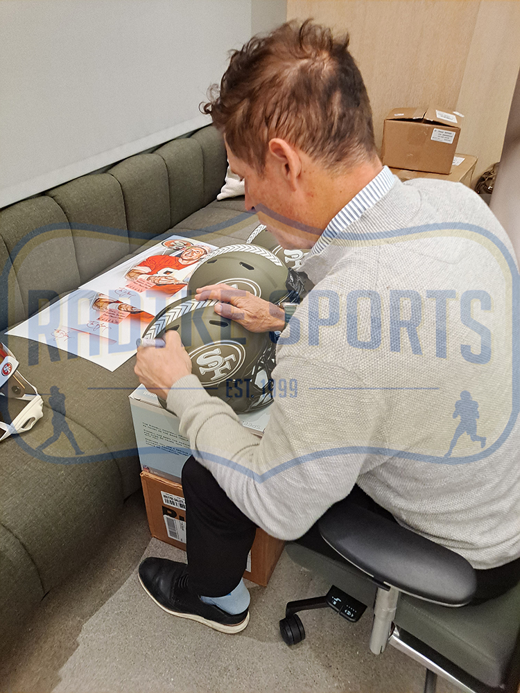 Steve Young Signed San Francisco 49ers Speed Authentic Salute to Service Custom Ripped NFL Helmet - Image 3
