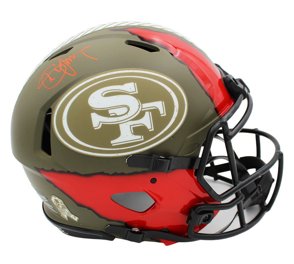 Steve Young Signed San Francisco 49ers Speed Authentic Salute to Service Custom Ripped NFL Helmet - Image 2