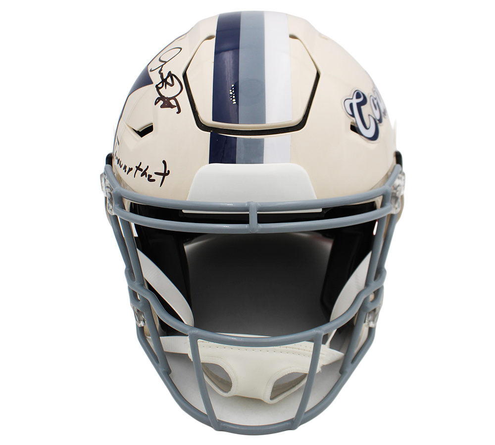 Dez Bryant Signed Dallas Cowboys Speed Flex Authentic Retro NFL Helmet with "Throw Up the X" Inscription - Image 3