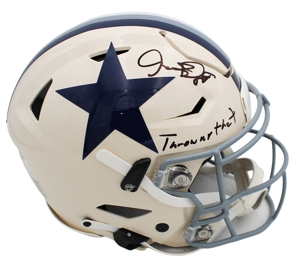 Dez Bryant Signed Dallas Cowboys Speed Flex Authentic Retro NFL Helmet with "Throw Up the X" Inscription - Image 2