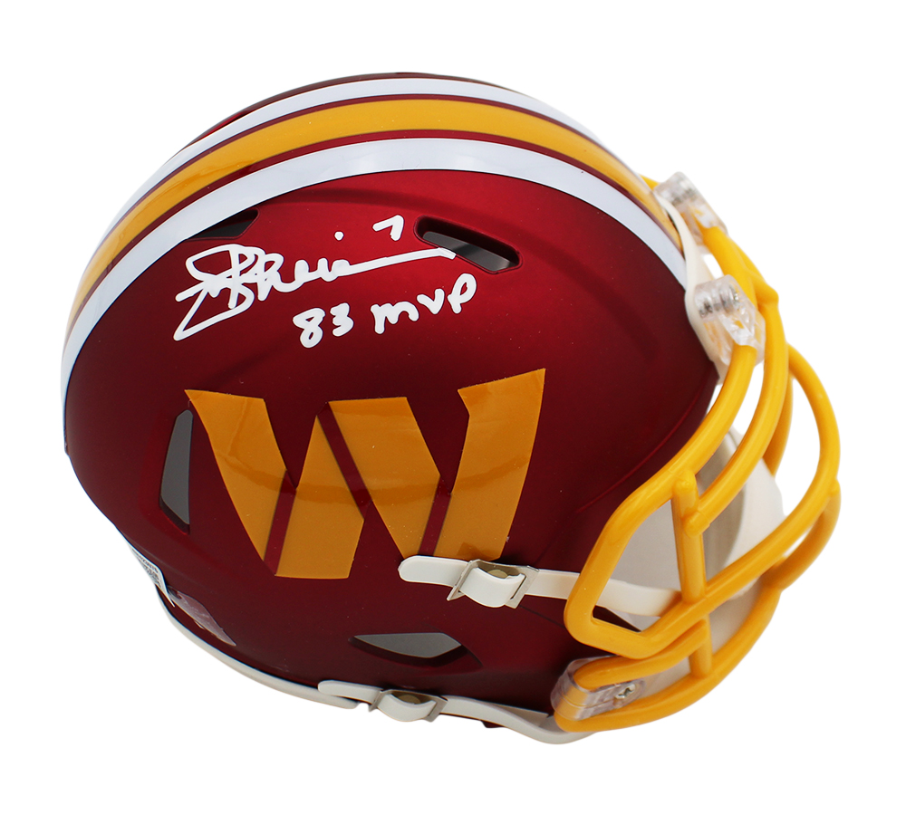 Joe Theismann Signed Washington Commanders Speed Alternate 25 NFL Mini Helmet with "83 MVP" Inscription