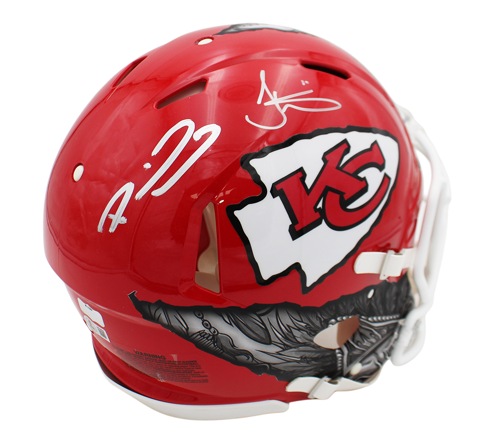 Patrick Mahomes and Tyreek Hill Signed Kansas City Chiefs Speed Authentic Ripped NFL Helmet