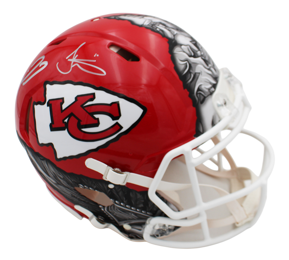 Patrick Mahomes and Tyreek Hill Signed Kansas City Chiefs Speed Authentic Ripped NFL Helmet - Image 3