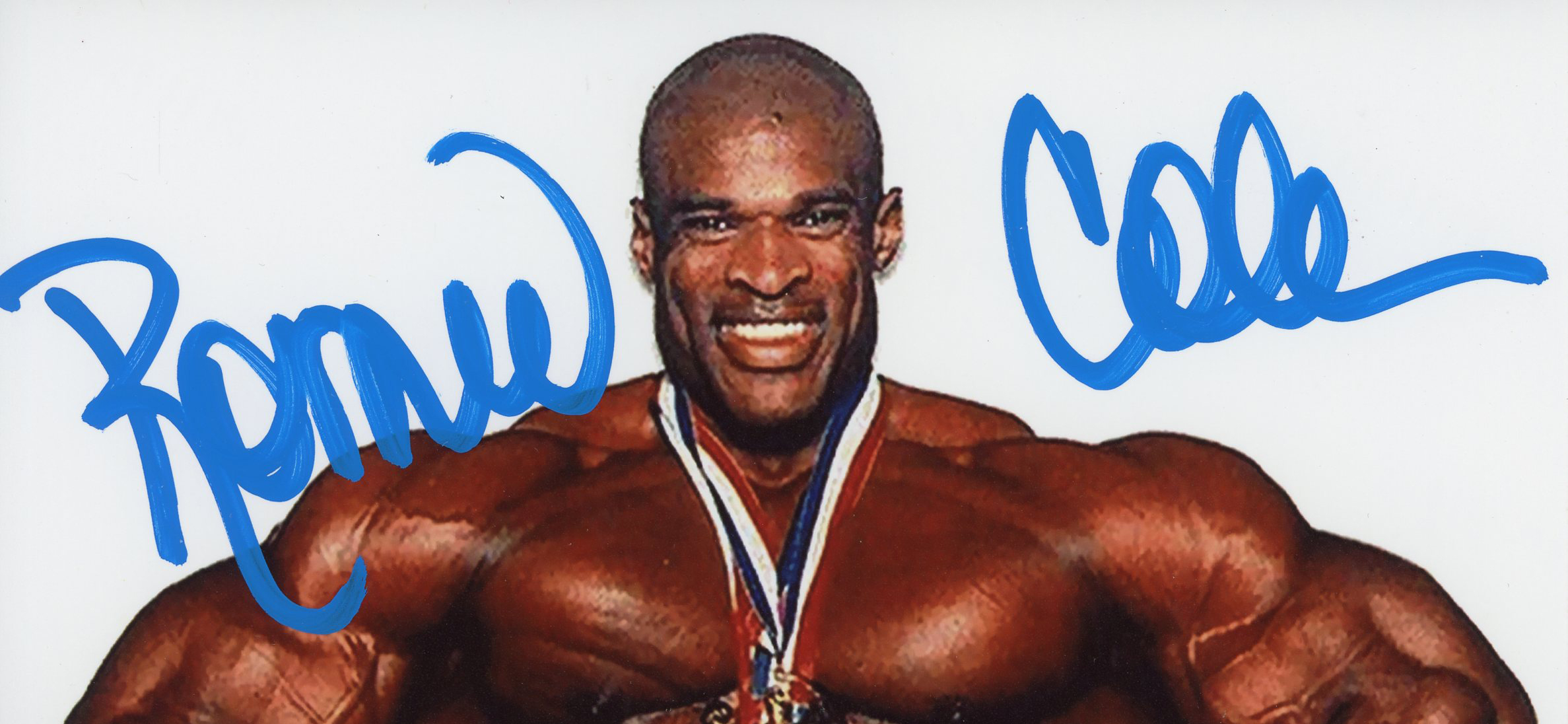 Ronnie Coleman Signed Unframed 8 x 10 Bodybuilding Photo-Hands on Hips with Olympic Medal - Image 2