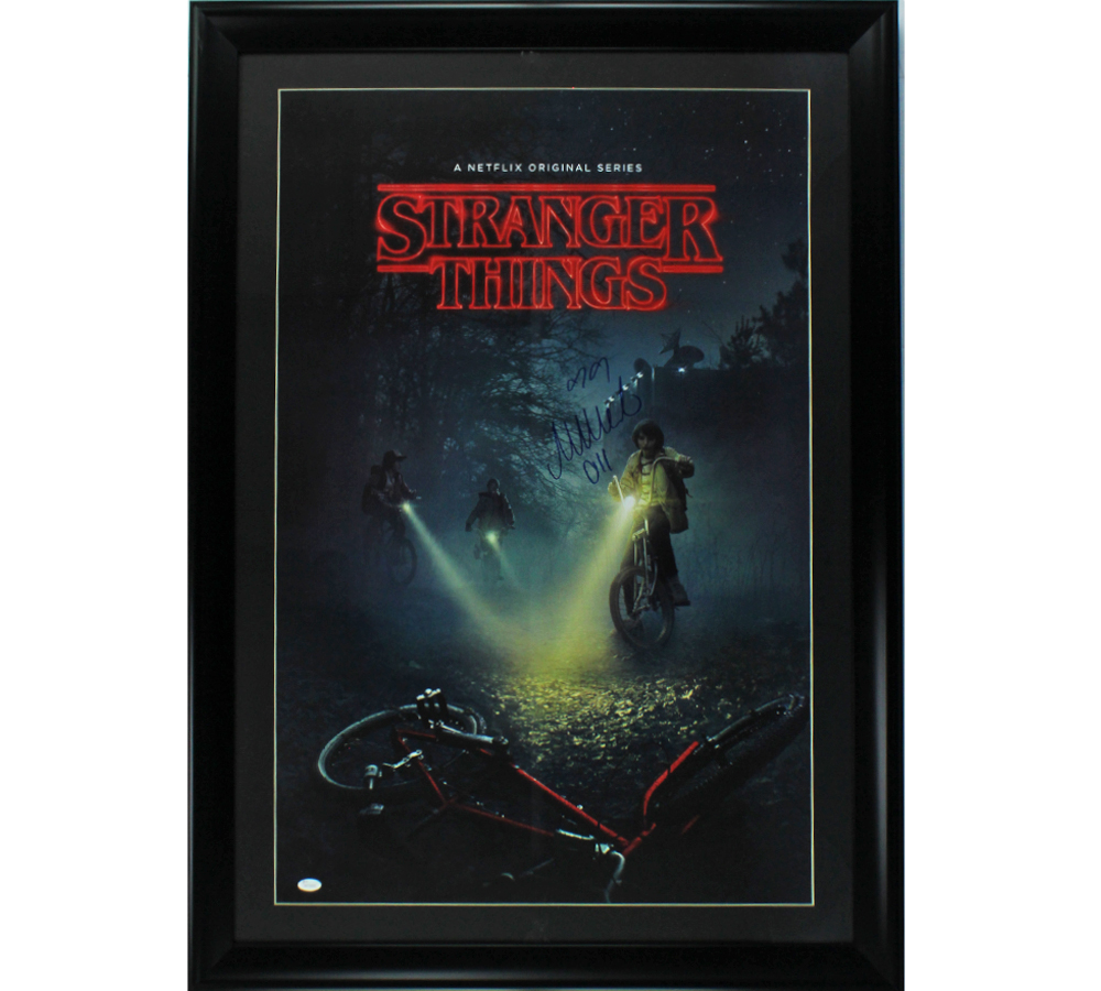Millie Bobby Brown Signed Stranger Things Framed Full Size Poster With "Eleven" Inscription