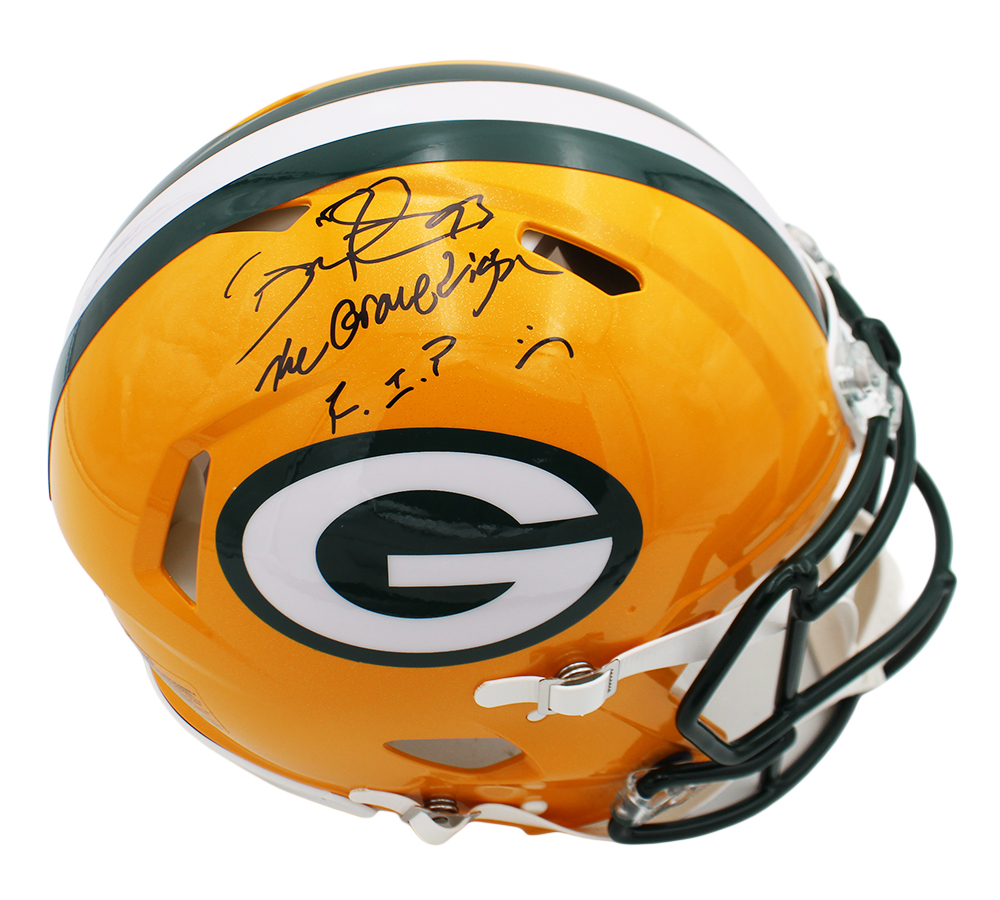 Gilbert Brown Signed Green Bay Packers Speed Authentic NFL Helmet with "Gravedigger & RIP" Inscription
