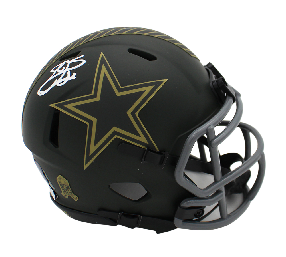 Emmitt Smith Signed Dallas Cowboys Speed Salute to Service 4 NFL Mini Helmet - Image 2