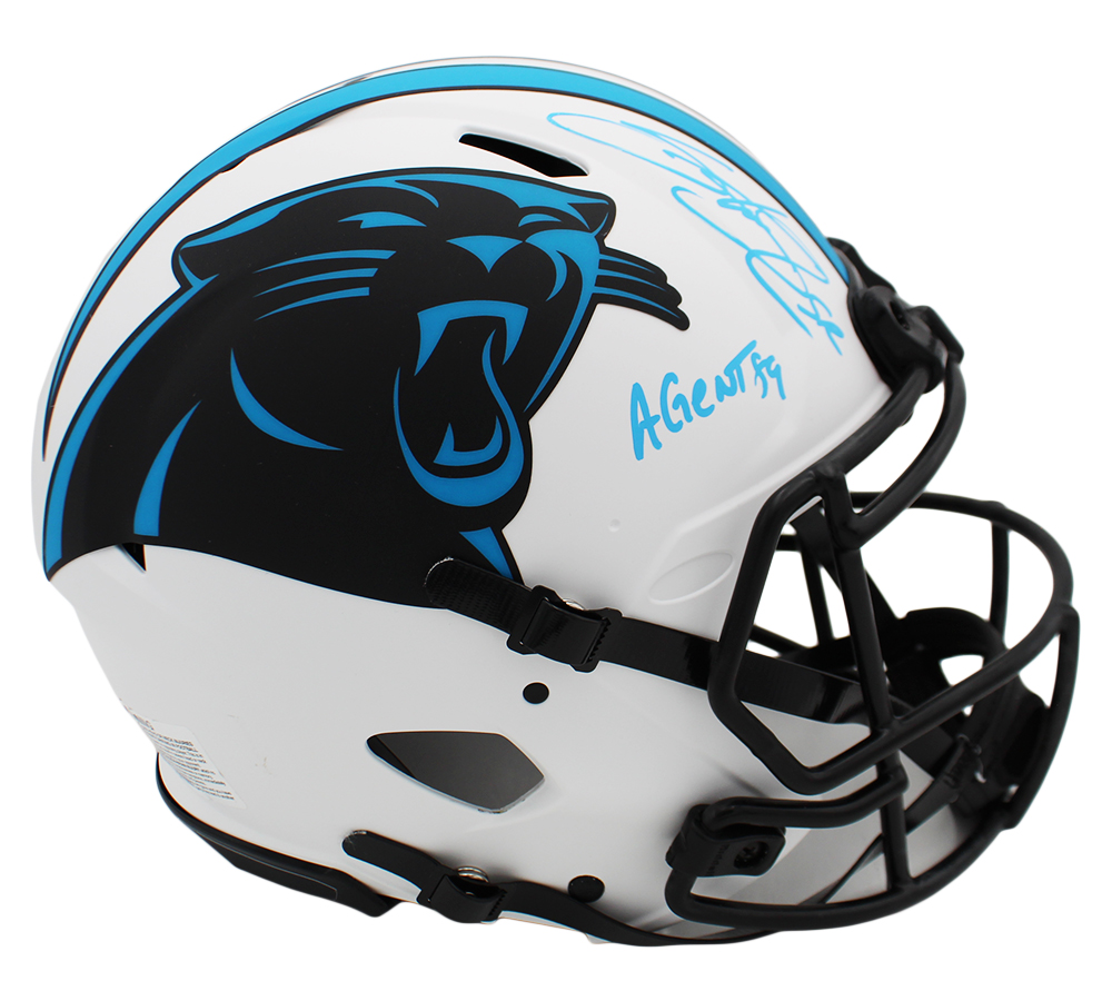 Steve Smith Sr. Signed Carolina Panthers Speed Authentic Lunar NFL Helmet With "Agent 89" Inscription - Image 2
